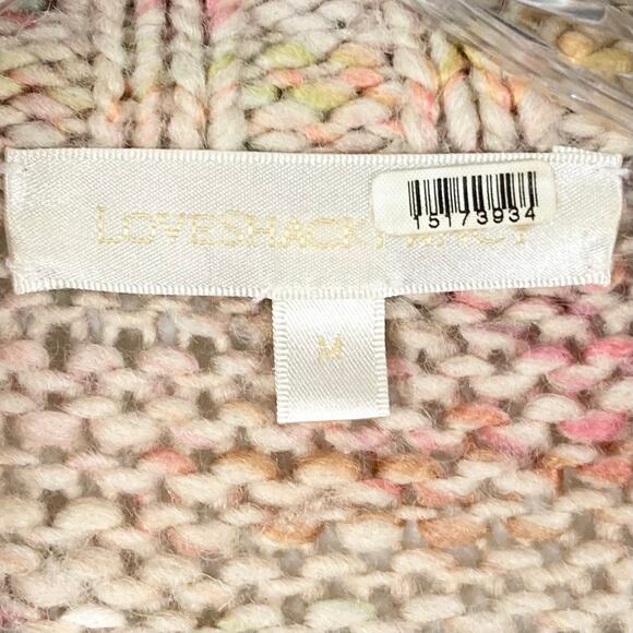 Nwot LOVESHACKFANCY Cardigan M Pink White-Hearts Gold-Snap-Up Wool Cotton Pocket - Picture 3 of 16